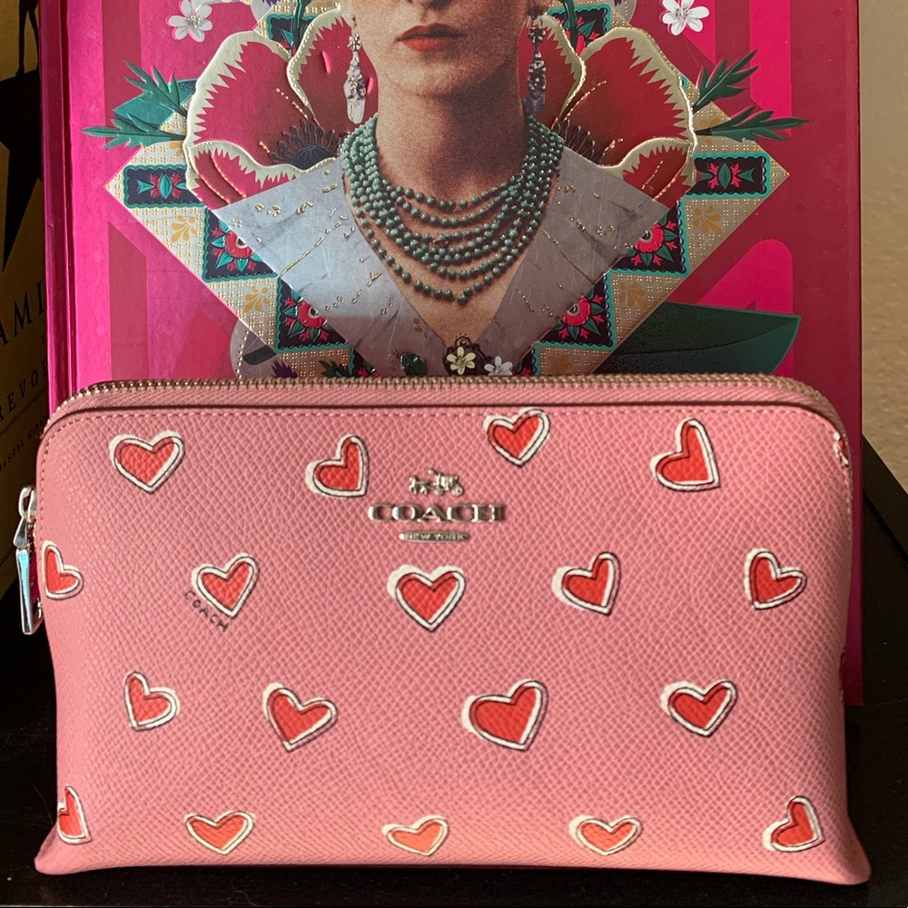 Coach Pink Leather Cosmetic Bag NWOT